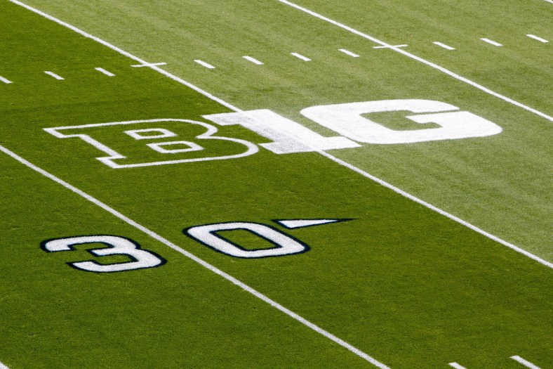 Big Ten conference logo on football field