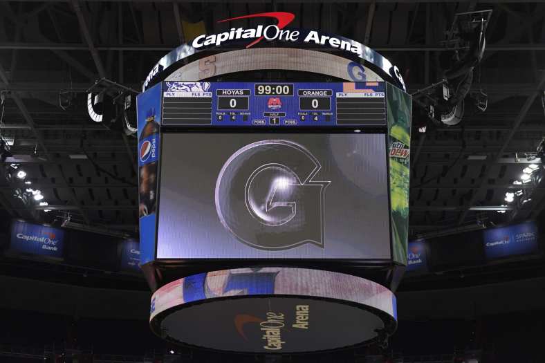 Georgetown Hoyas basketball logo on court