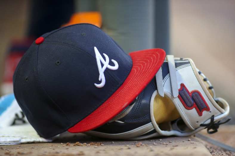 Atlanta Braves hat and glove during MLB season