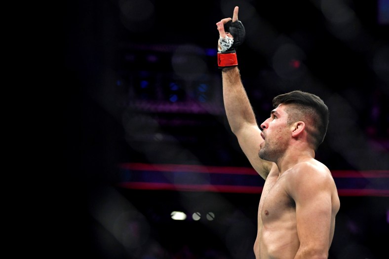 Vicent Luque reacts after winning UFC 229 bout