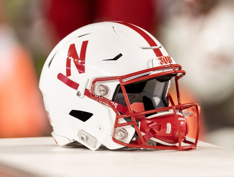 Nebraska helmet during football game against Wisconsin