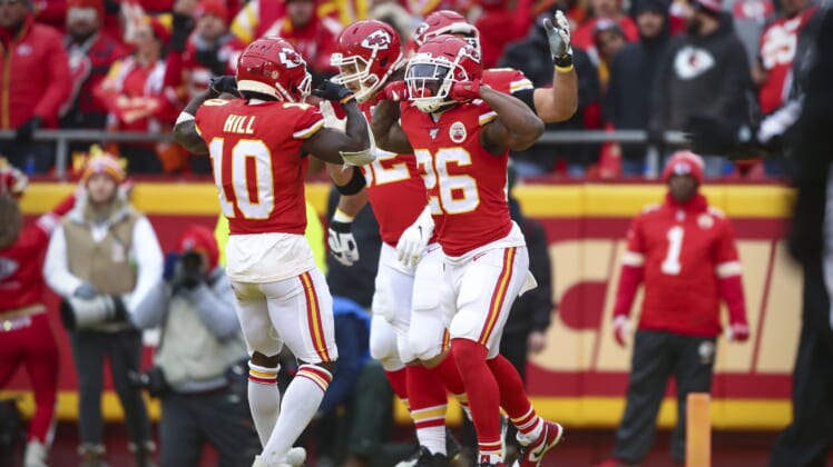 Chiefs Mecole Hardman and Tyreek Hill during NFL Playoff game against Texans