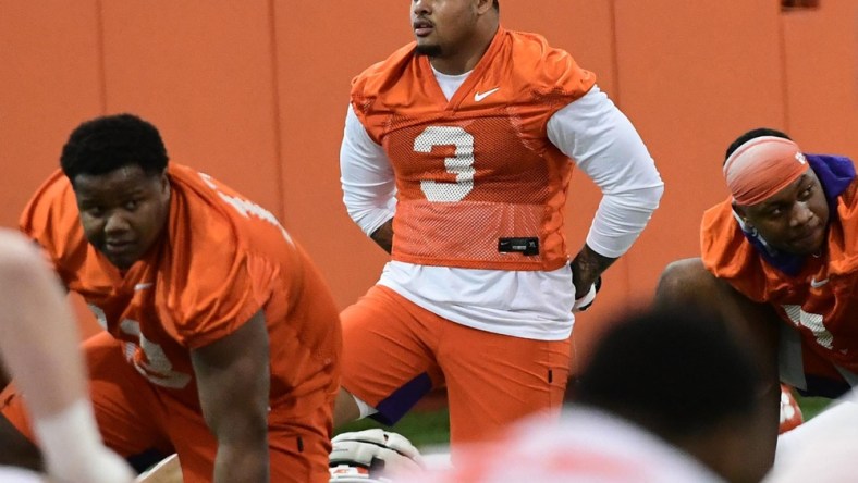 Clemson star DE Xavier Thomas during spring workouts