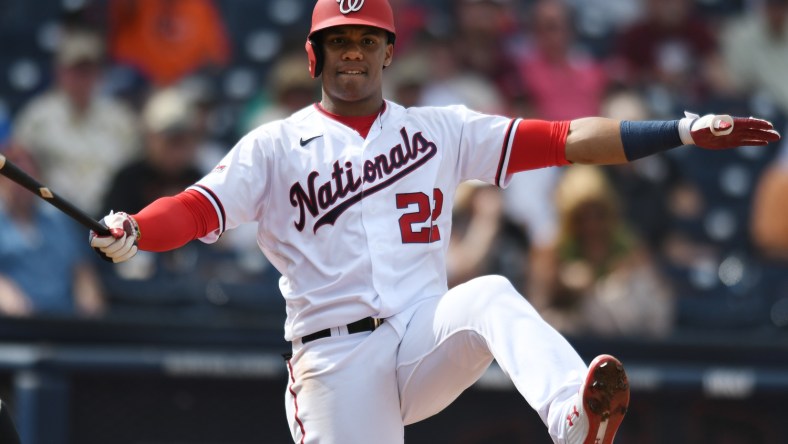 Washington Nationals star Juan Soto during Spring Training game