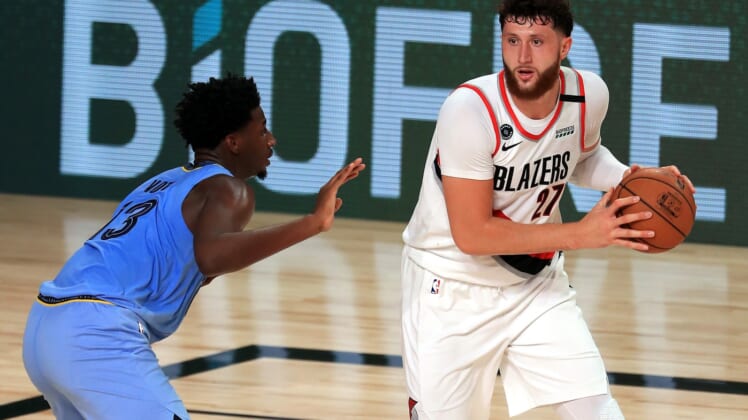 Blazers Jusuf Nurkic during NBA game against Grizzlies