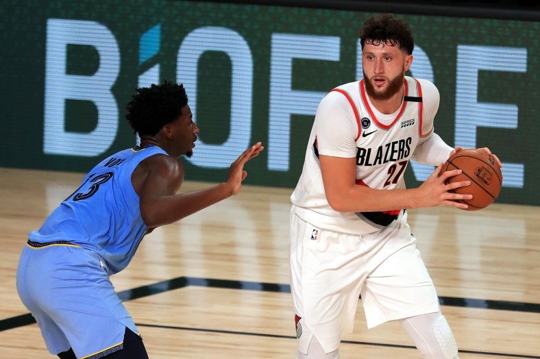 Blazers Jusuf Nurkic during NBA game against Grizzlies