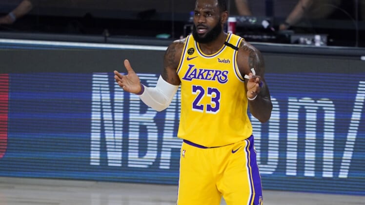 Lakers star LeBron James against the Raptors at Walt Disney World