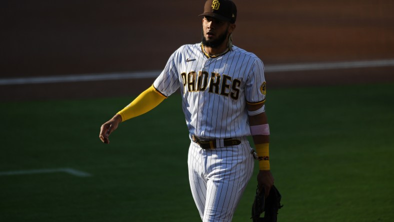 Padres star Fernando Tatis during MLB game Dodgers.