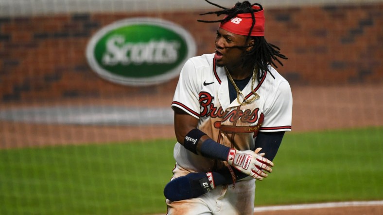 Braves star Ronald Acuna Jr. during MLB game against Blue Jays