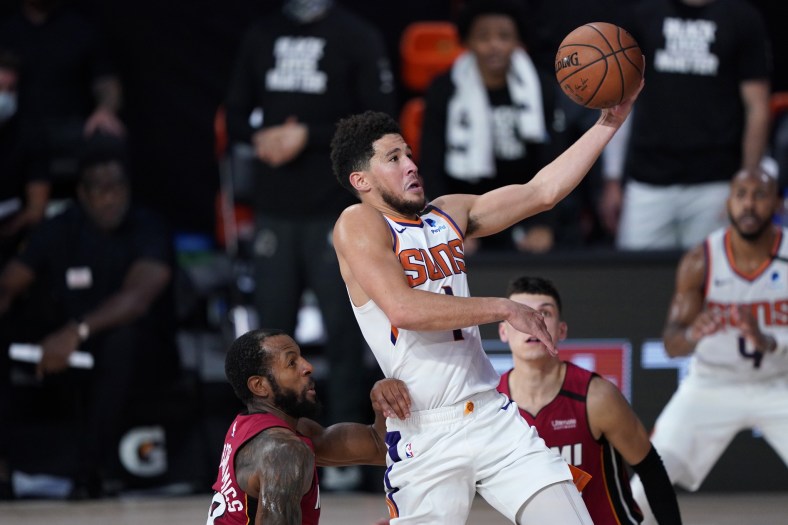 Phoenix Suns guard Devin Booker against the Miami Heat