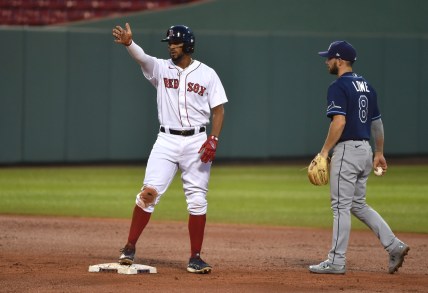 Boston Red Sox star Xander Bogaerts during MLB game against the Rays.