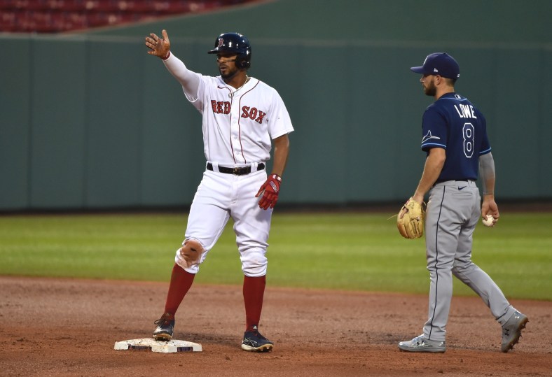 Boston Red Sox star Xander Bogaerts during MLB game against the Rays.