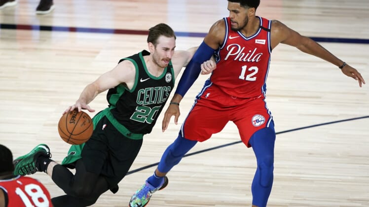 Celtics star Gordon Hayward during NBA Playoff game against Sixers