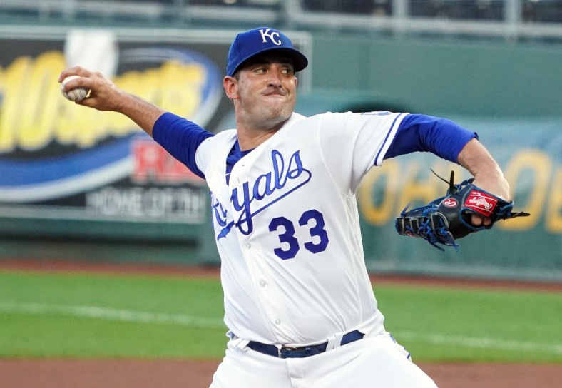 Royals' Matt Harvey pitches against the Reds