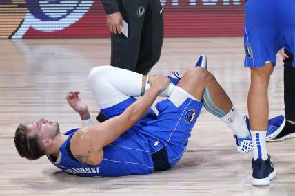 Mavericks' Luka Doncic after suffering ankle injury