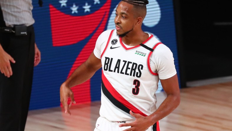 Blazers' C.J. McCollum during NBA Playoffs against the Lakers