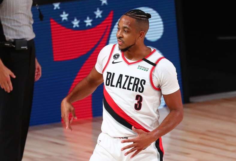 Blazers' C.J. McCollum during NBA Playoffs against the Lakers