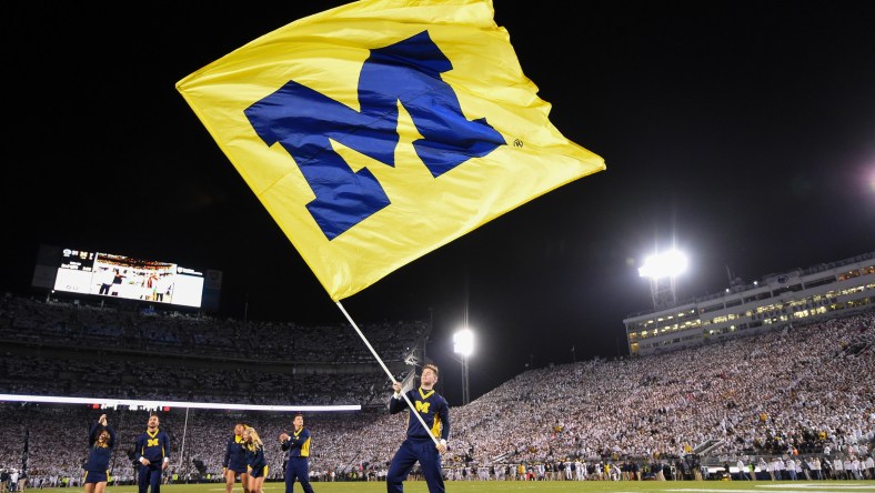 Michigan Wolverines flag flies during 2019 football season