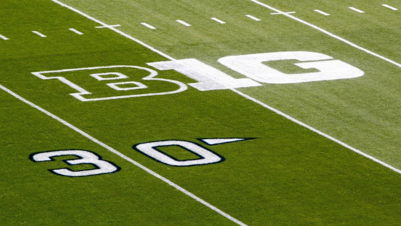 Big Ten conference logo on college football field