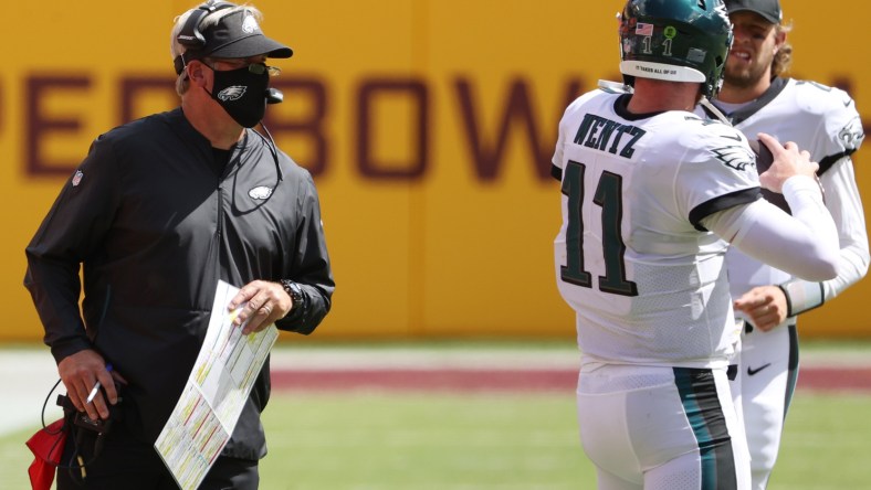 Philadelphia Eagles head coach Doug Pederson and QB Carson Wentz