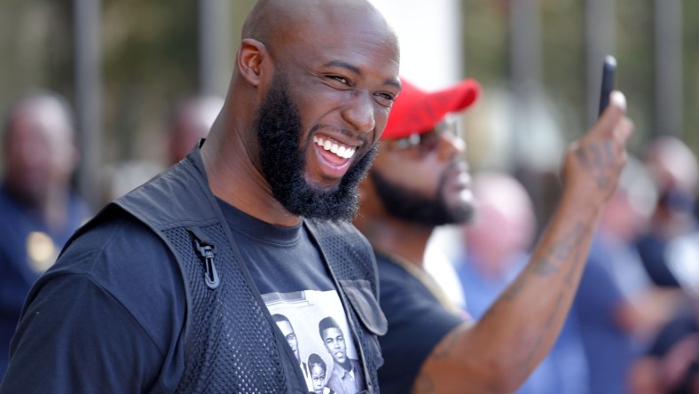 NFL running back Leonard Fournette at George Floyd protest