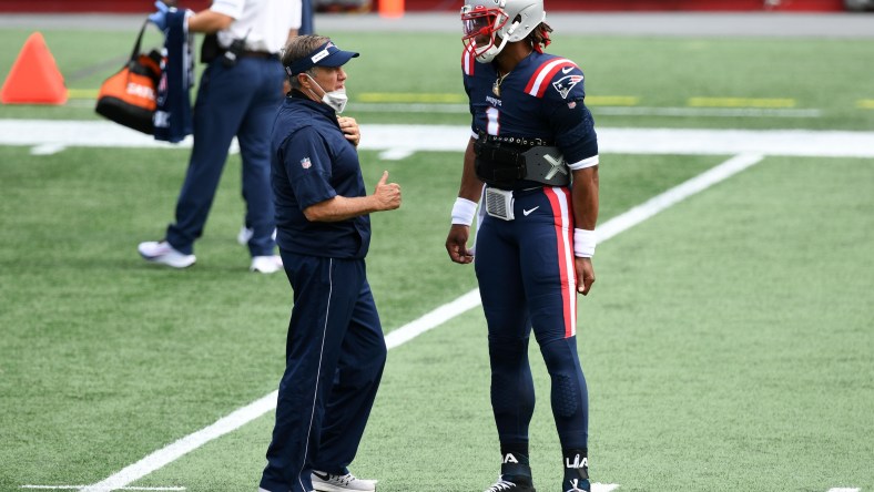 New England Patriots HC Bill Belichick and QB Cam Newton