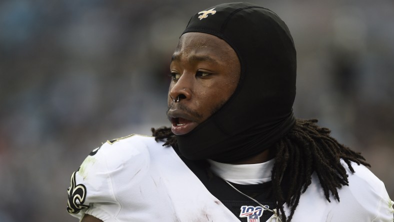 Saints RB Alvin Kamara during NFL game against Panthers