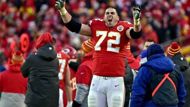 Chiefs' Eric Fisher celebrates during NFL Playoffs