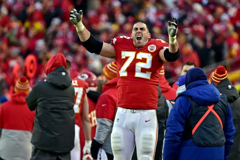 Chiefs' Eric Fisher celebrates during NFL Playoffs