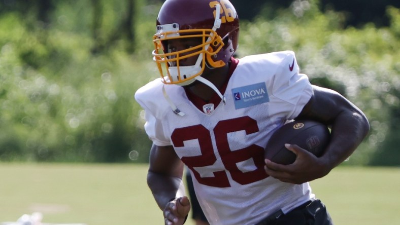 Washington Football Team running back Adrian Peterson during training camp