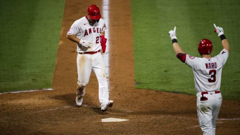 Angels' Mike Trout during MLB game against the Astros