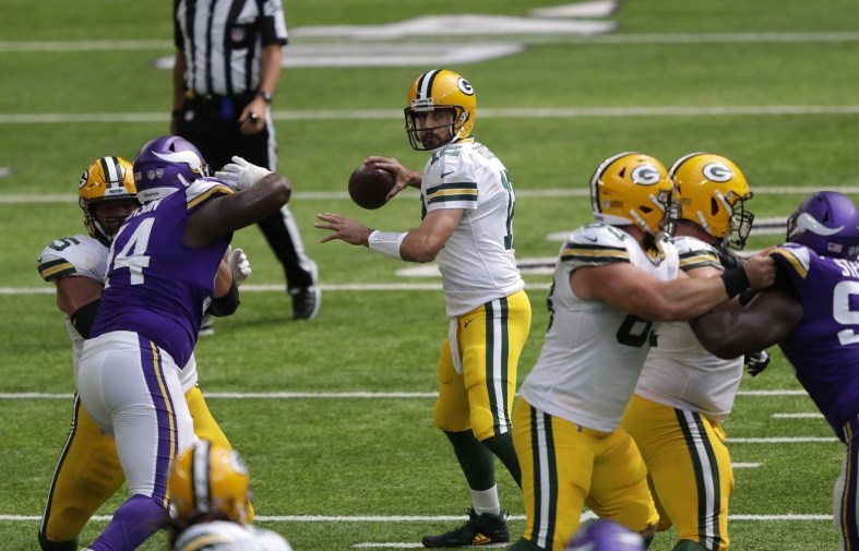 Packers' Aaron Rodgers against Vikings