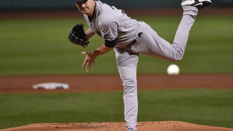 Yankees' JA Happ pitches against Red Sox