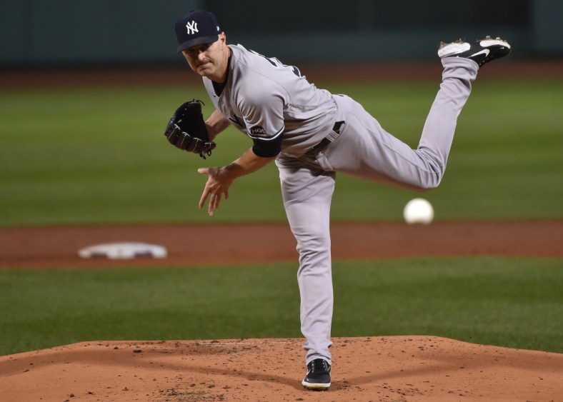 Yankees' JA Happ pitches against Red Sox