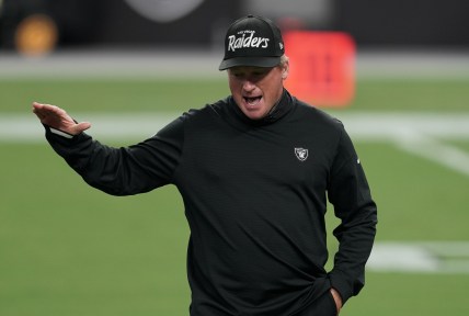 Raiders' Jon Gruden during NFL game against the Saints