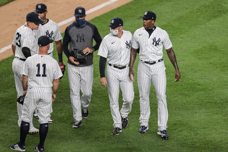New York Yankees closer Aroldis Chapman after scuffle with Tampa Bay Rays
