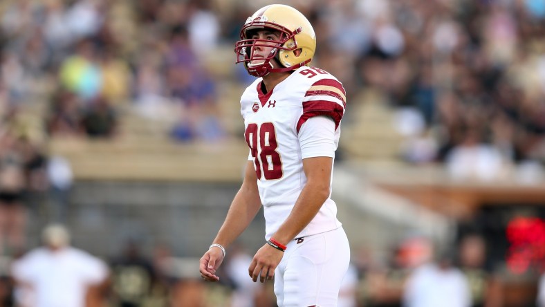 Boston College kicker John Tessitore, the son of ESPN broadcaster Joe Tessitore