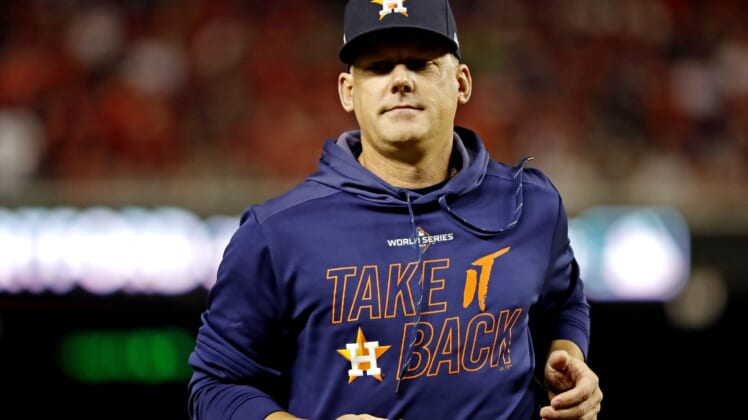 Manager A.J. Hinch during 2019 World Series