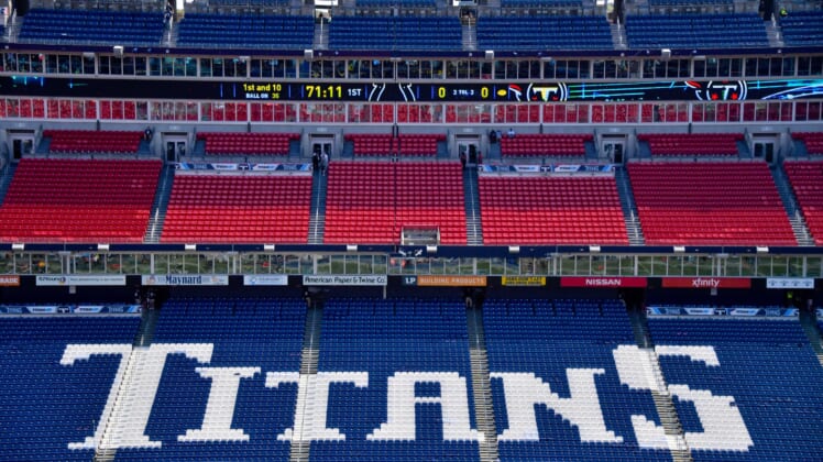Tennessee Titans logo inside their stadium