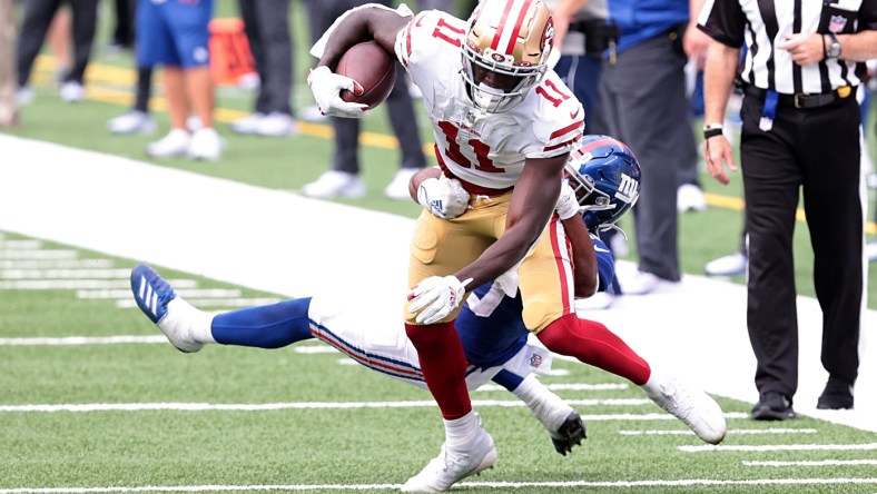 49ers wide receiver Brandon Aiyuk aganist the Giants