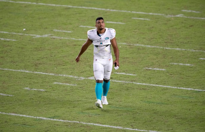 Dolphins QB Tua Tagovailoa during NFL game against Jets