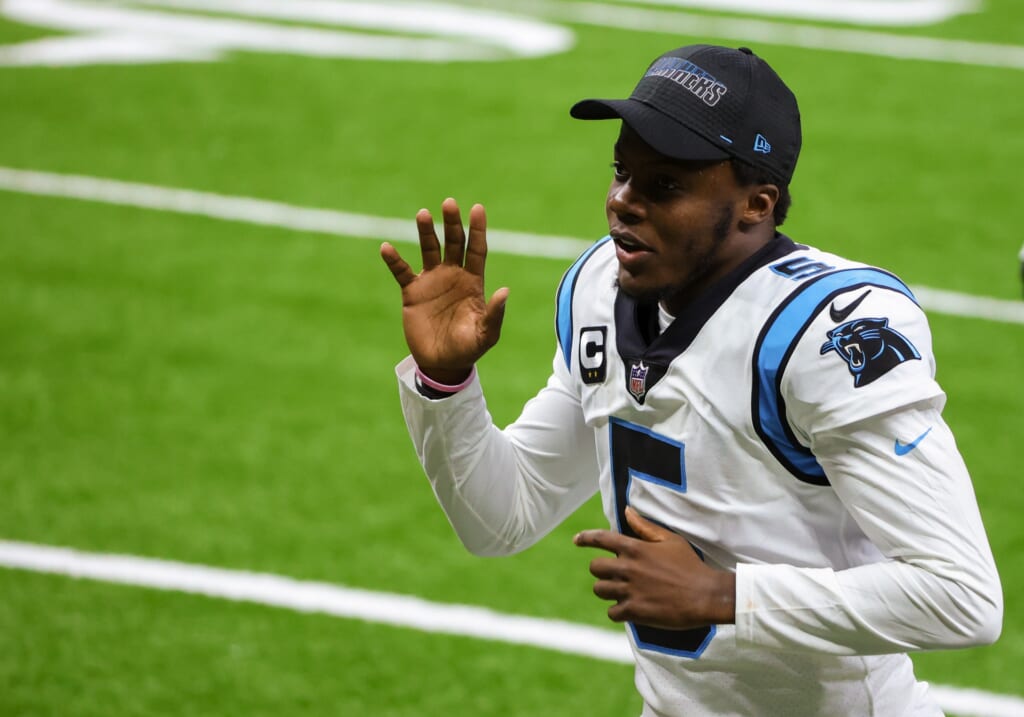 Panthers QB Teddy Bridgewater during NFL game against Falcons