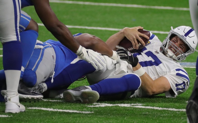 Colts QB Philip Rivers with worst tackle attempt in NFL history.