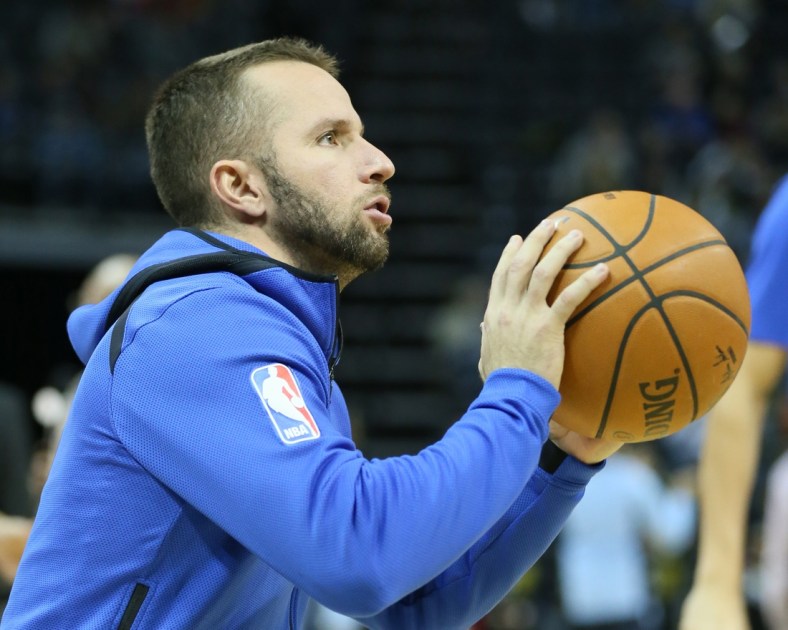 Nov 22, 2017; Memphis, TN, USA; Dallas Mavericks guard JJ Barea warms up prior to the game against the Memphis Grizzlies at FedExForum. Mandatory Credit: Nelson Chenault-USA TODAY Sports