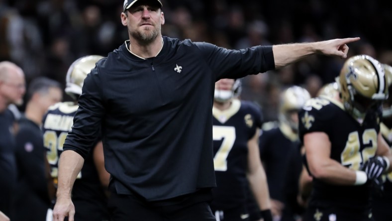 Jan 13, 2019; New Orleans, LA, USA; New Orleans Saints assistant head coach and tight end coach Dan Campbell during pregame of a NFC Divisional playoff football game against the Philadelphia Eagles at Mercedes-Benz Superdome. Mandatory Credit: Derick E. Hingle-USA TODAY Sports