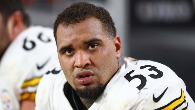 Dec 8, 2019; Glendale, AZ, USA; Pittsburgh Steelers center Maurkice Pouncey (53) against the Arizona Cardinals at State Farm Stadium. Mandatory Credit: Mark J. Rebilas-USA TODAY Sports