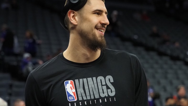 Mar 1, 2020; Sacramento, California, USA; Sacramento Kings center Alex Len (25) smiles before the game against the Detroit Pistons at Golden 1 Center. Mandatory Credit: Kelley L Cox-USA TODAY Sports