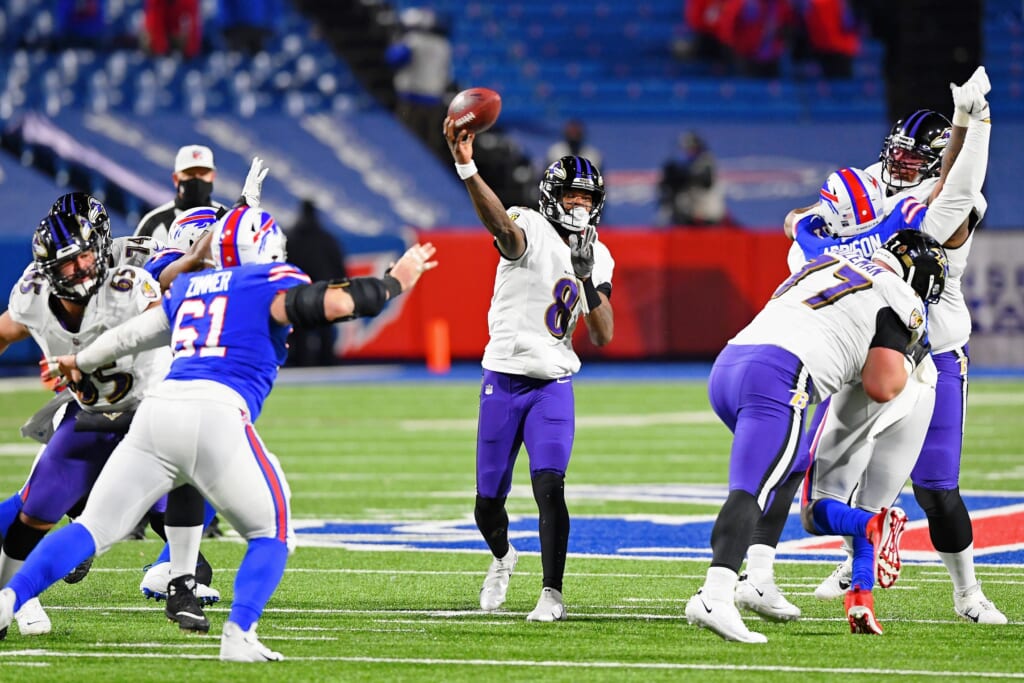 WATCH: Lamar Jackson throws crushing pick-6 vs. Bills in NFL playoffs