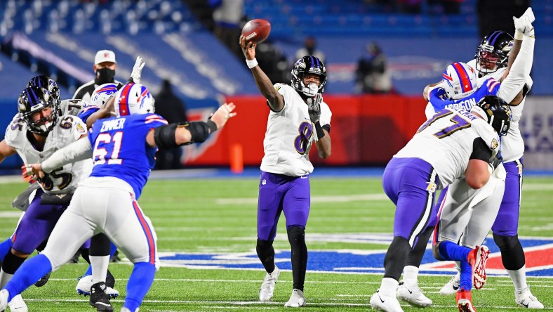 WATCH: Lamar Jackson throws crushing pick-6 vs. Bills in NFL playoffs