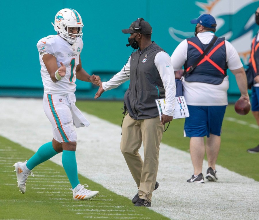 Dolphins coach Brian Flores sticks with Tua Tagovailoa at quarterback